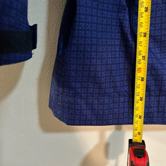 Columbia Blue & Black Print Full Zip Hooded Omnitech Jacket Mid-Length Medium. - Picture 8 of 9